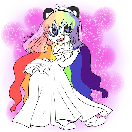 Color Panda in costume: Wedding dress